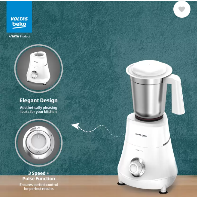 Voltas Beko Powerfull 500 W Mixer Grinder  (G5003HP-WH | 3 Jars | White) Mahajan Electronics Online