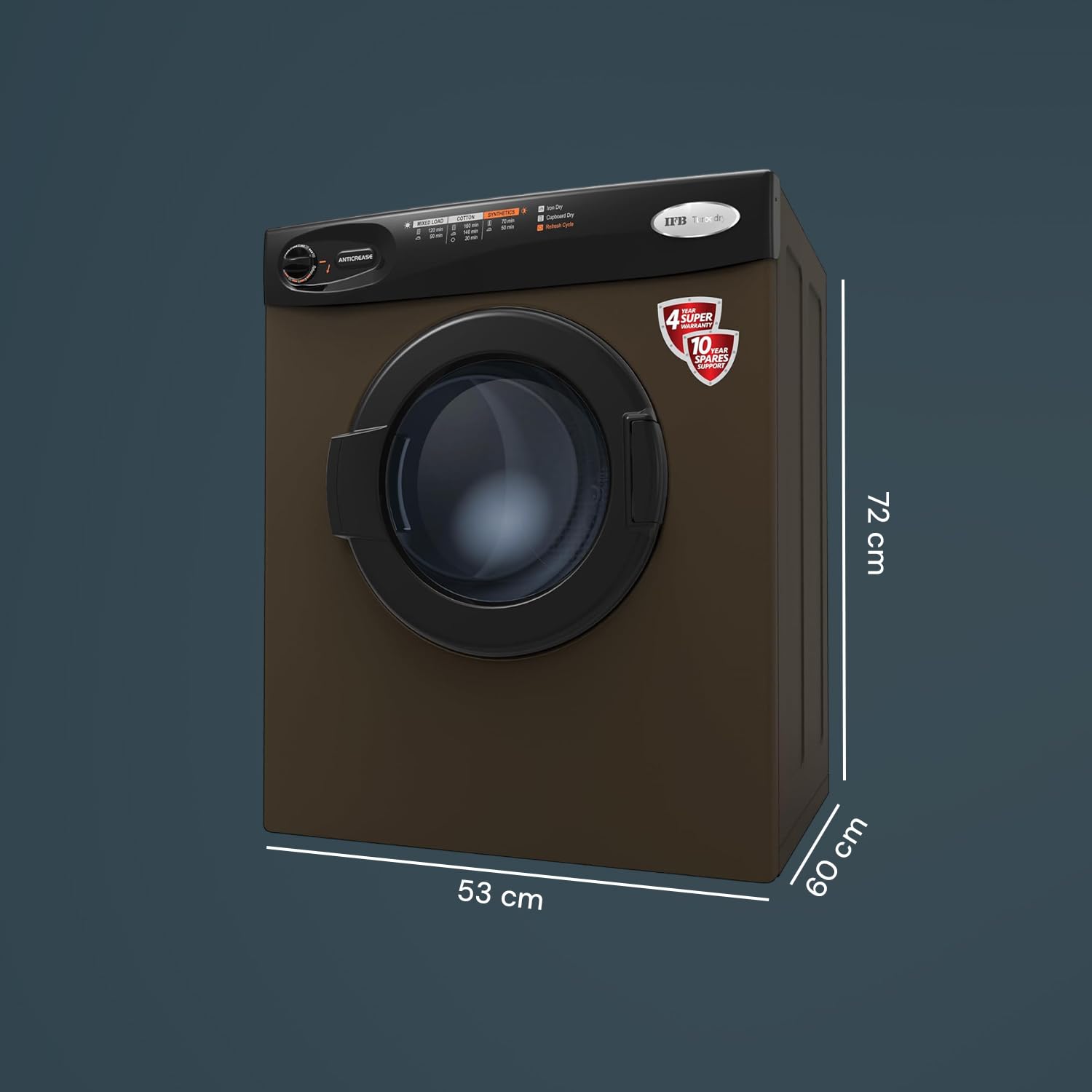 IFB Turbo Dry MX 5.5 Kg Front Load Clothes Dryer | 55 rpm | Mocha