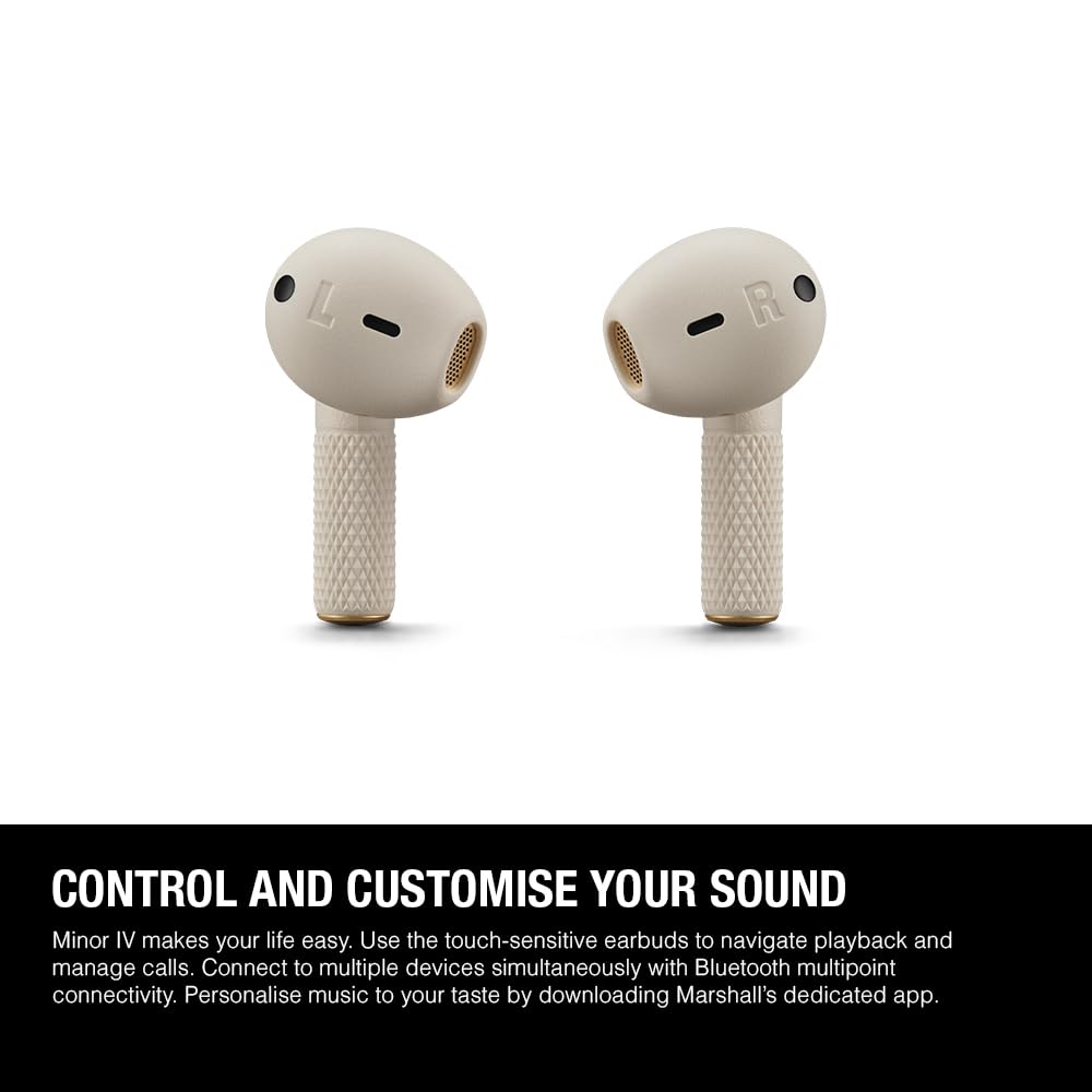 Marshall Minor Iv Wireless in Ear Earbuds with 30+ Hours of Playtime, Water-Resistant, Wireless Charging- Cream – Mahajan Electronics Online.