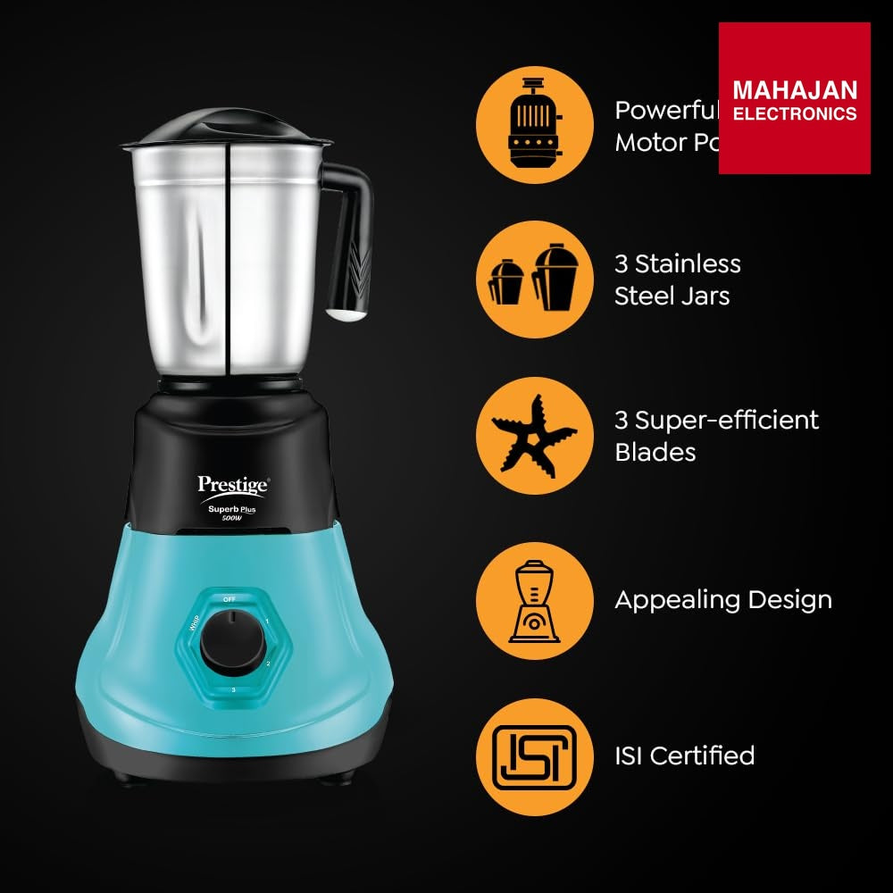 Prestige Superb Plus 500 W Mixer Grinder – Mahajan Electronics Online.