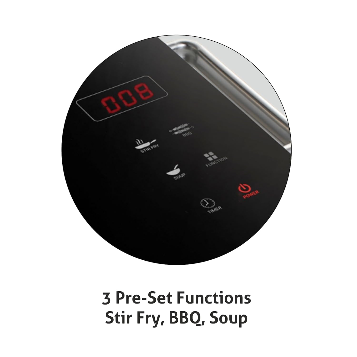 Glen 2000W Infrared SA3075IR Cooktop Stoves with Grill Rack for Barbecue, 3 Preset Cooking Modes, Crystal Glass Plate, Digital Display, Touch Control, SS Handle, Infrared Chulha Hot Plate (SA3075IR) GLEN