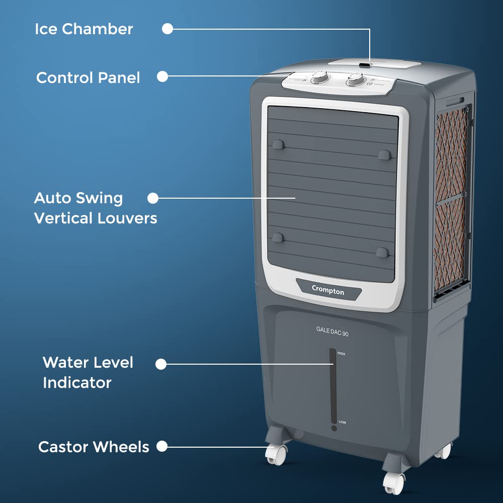 Crompton Gale 90 Litres Desert Air Cooler for home | Large & Easy Clean Ice Chamber Mahajan Electronics Online