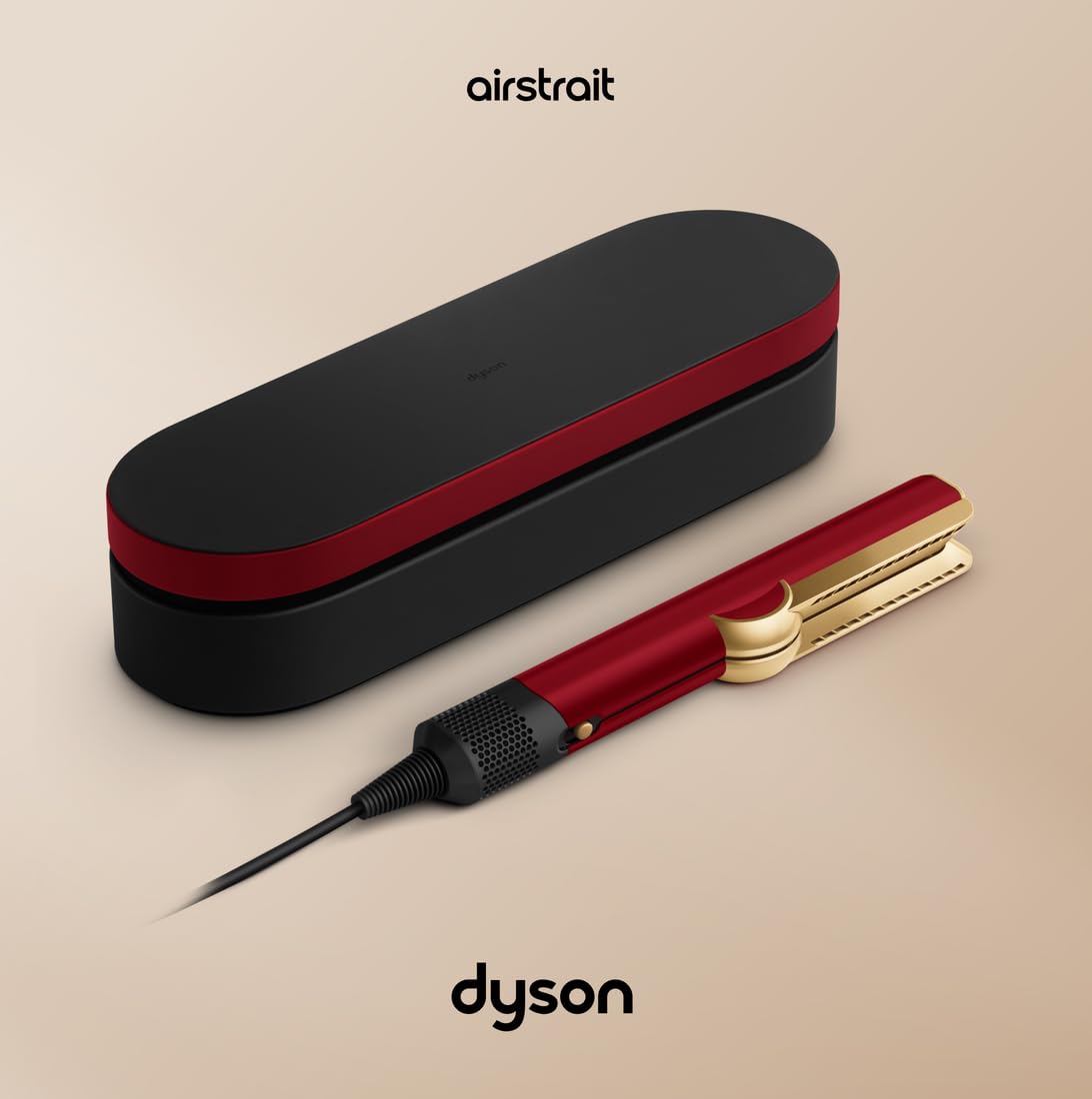 Dyson Airstrait™ Hair Straightener [Red Velvet & Gold] |Wet-to-dry straightener|Straightens with air Mahajan Electronics Online