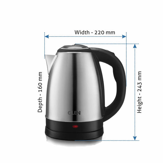 Glen SA9002 1500 Watt Electric Kettle Stainless Steel with 360° Rotational Base 1.8 L, Silver
 Mahajan Electronics Online