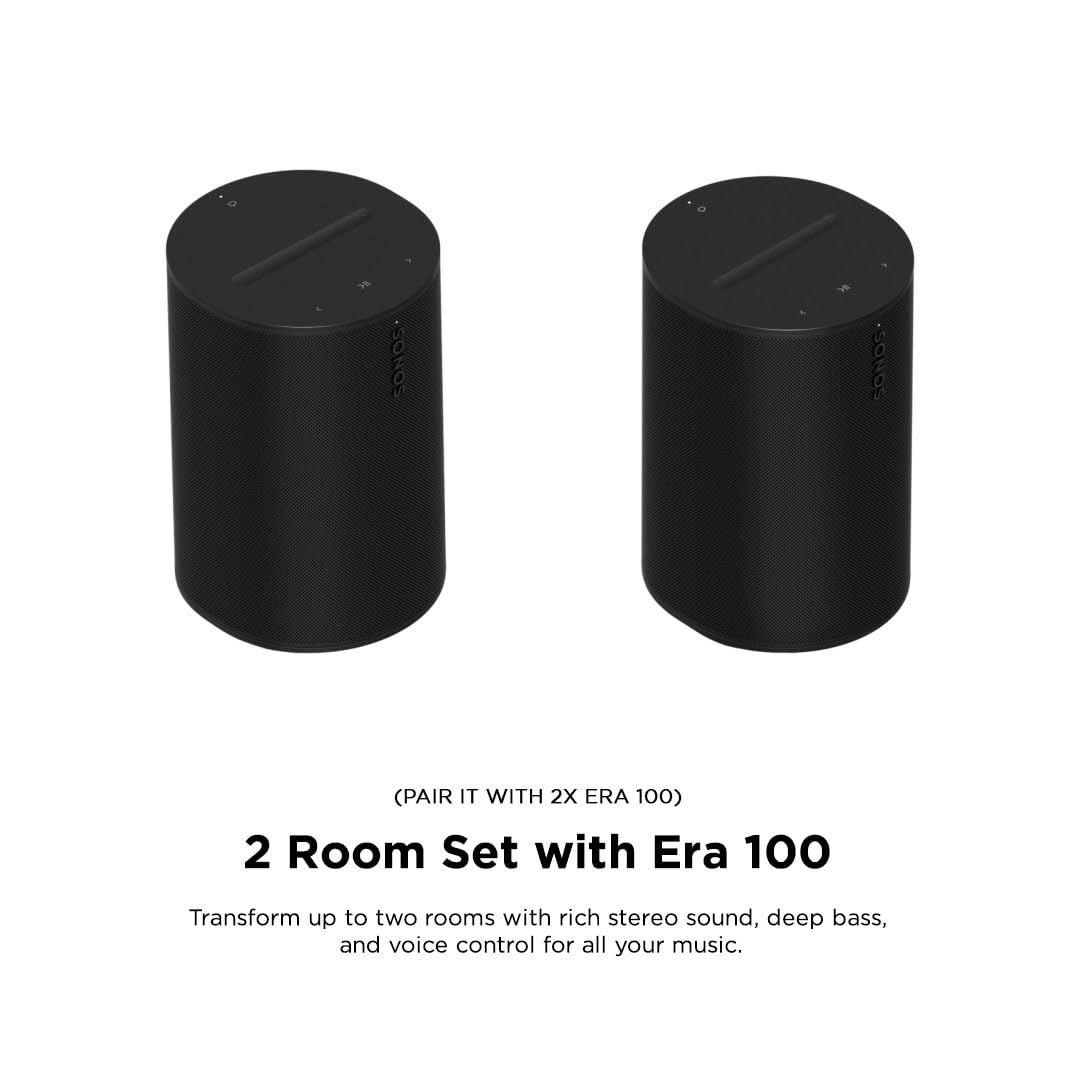 Sonos Era 100 Wireless Speaker - The Next-Gen Stereo Bookshelf Speaker, Black Mahajan Electronics Online