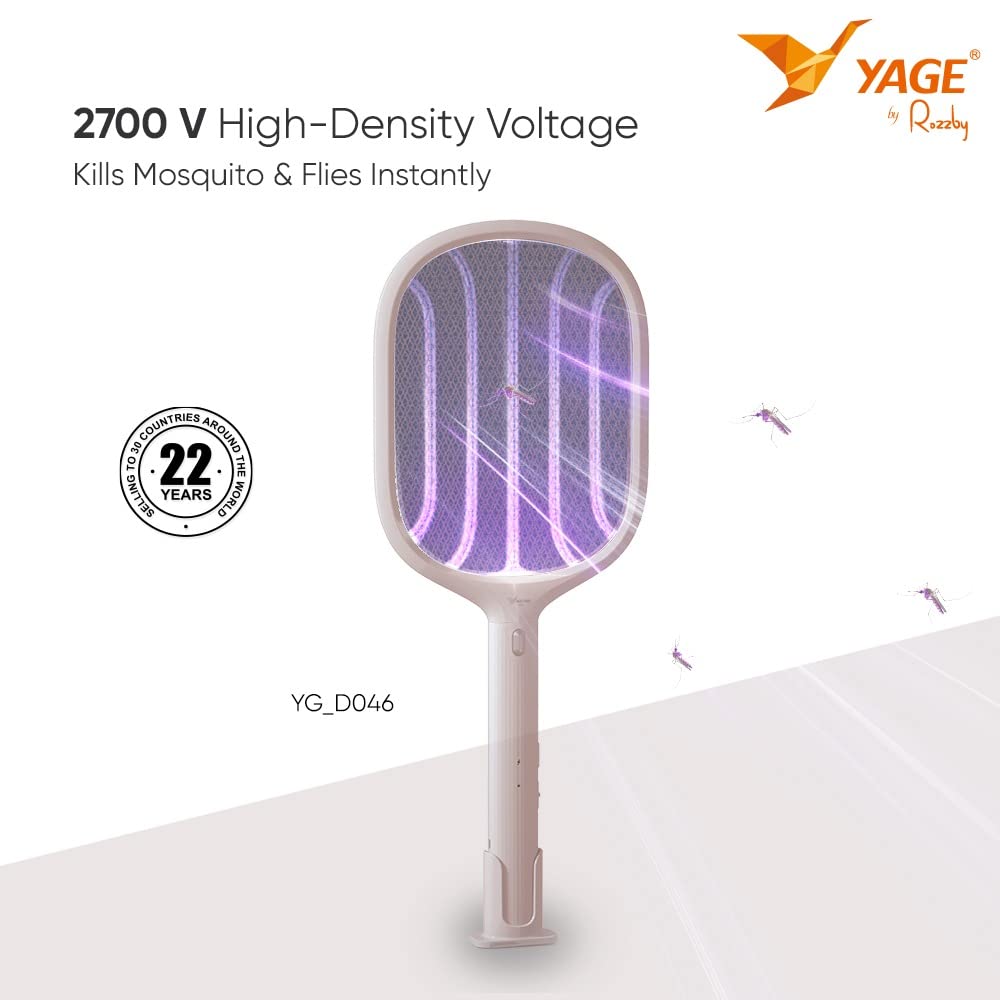 Yage by Rozzby 2 in 1 Mosquito Racket Yg D046 with 1200 MAH Battery,USB Charging and UV Light Stand Mahajan Electronics Online