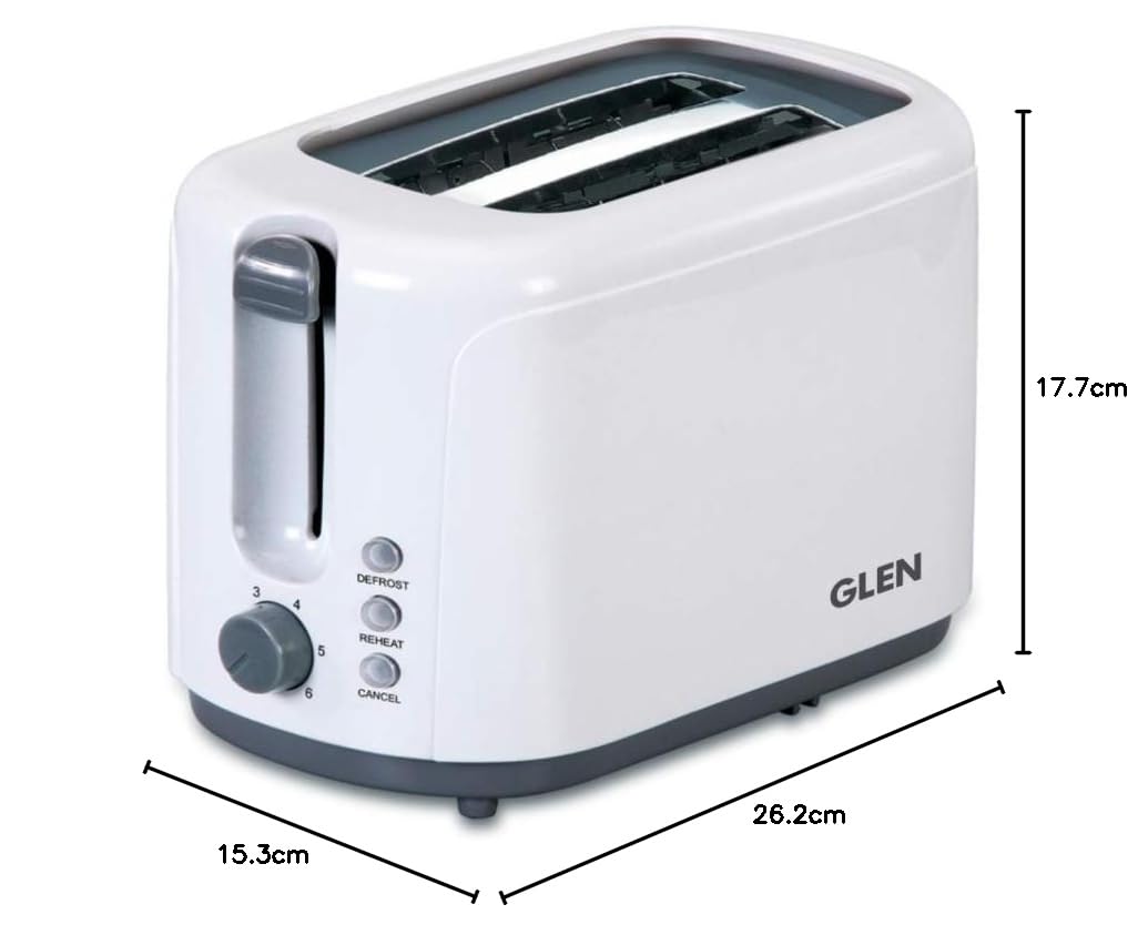 Glen SA3019 Electric Auto Pop-up 2 Slice Toaster, 750W, 6 Level Browning Control Mahajan Electronics Online