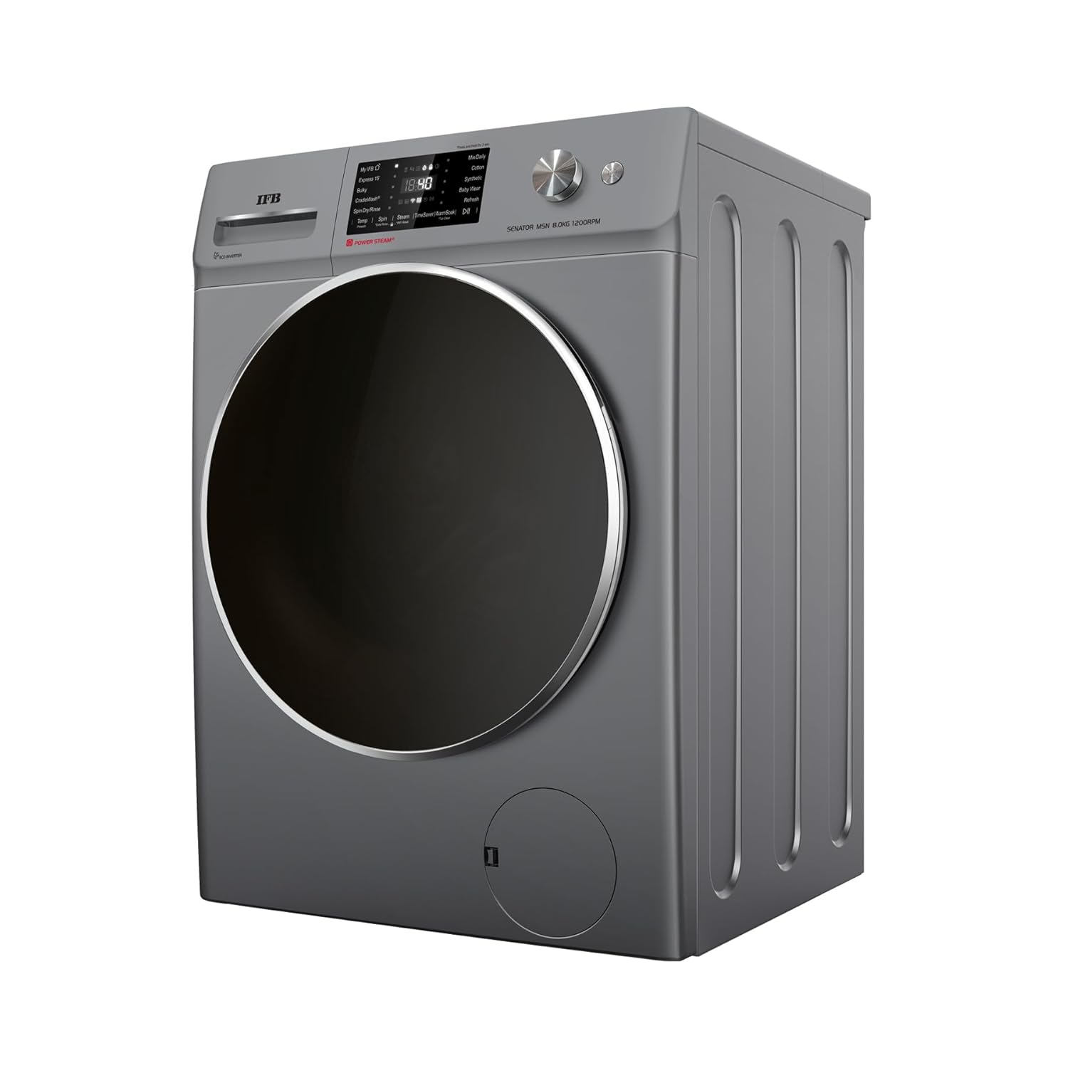 IFB SENATOR MSN 8012K 8 Kg 5 Star Front Load Washing Machine 2X Power Steam (1200 RPM, 2024 Model, Metallic Silver, Touch Control + Knob In-built Heater, 4 years Comprehensive Warranty) Mahajan Electronics online