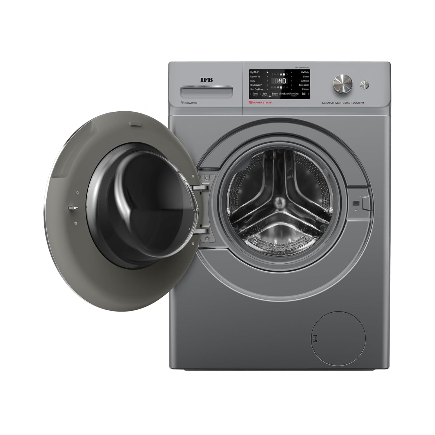 IFB SENATOR MSN 8012K 8 Kg 5 Star Front Load Washing Machine 2X Power Steam (1200 RPM, 2024 Model, Metallic Silver, Touch Control + Knob In-built Heater, 4 years Comprehensive Warranty) Mahajan Electronics online