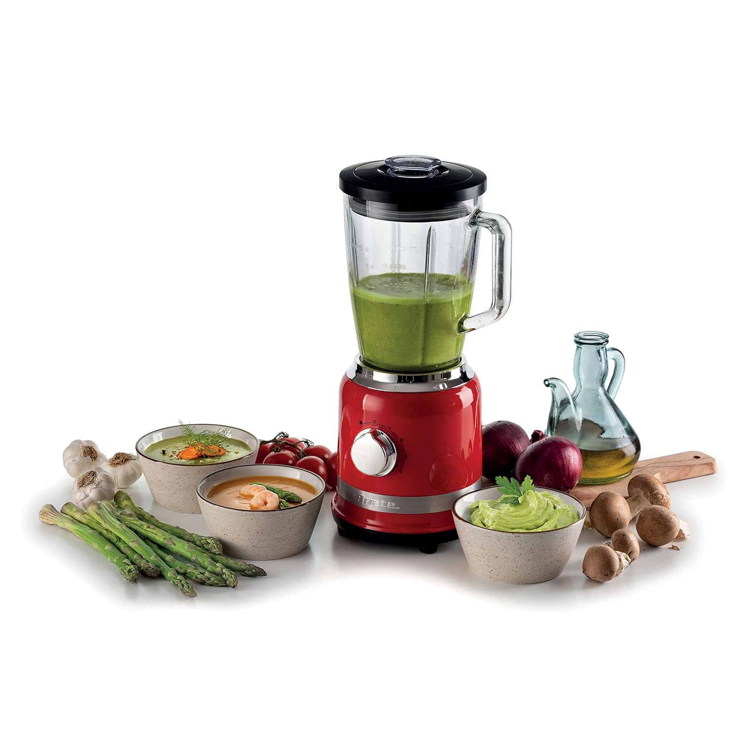 Ariete 585 Modern Blender, 1000 W, 1.5 L Capacity, 4 Speeds + Pulse Function, Graduated Glass Cup, 4 Stainless Steel Blades, Red - Mahajan Electronics Online