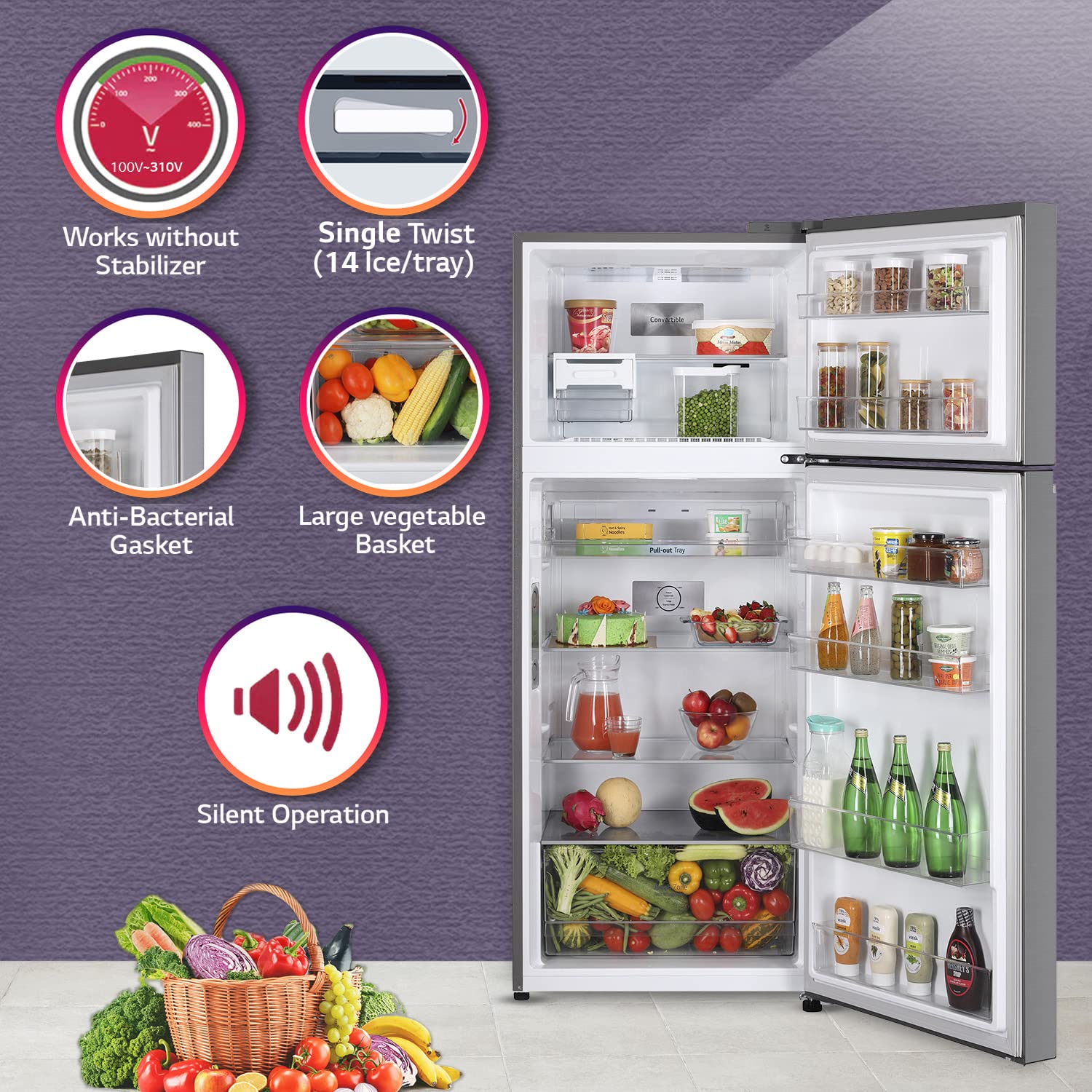 LG GL-S422SPZY 398 L 2 Star Frost-Free Smart Inverter Double Door Refrigerator ( Shiny Steel, Convertible with Express Freezing) Mahajan Electronics Online