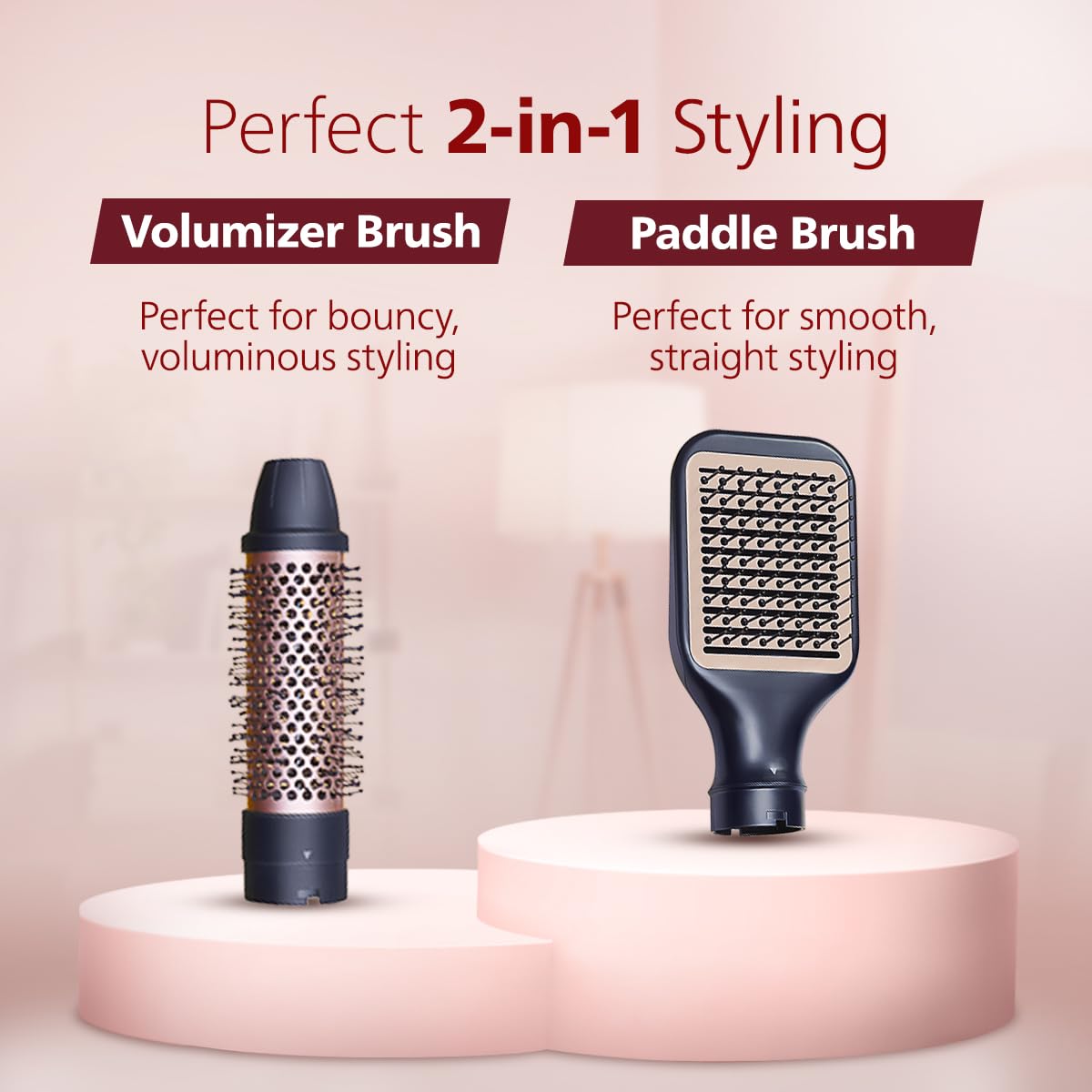 Philips BHA531/10 India’s No.1 Hair Styling Brand 2-in-1 Airstyler | Straightening Brush + Hot Air Brush Combo | 3X Volume | 50% Less Breakage,2 Attachments, 3 Heat Settings, Cool Shot, For Indian Hair Philips