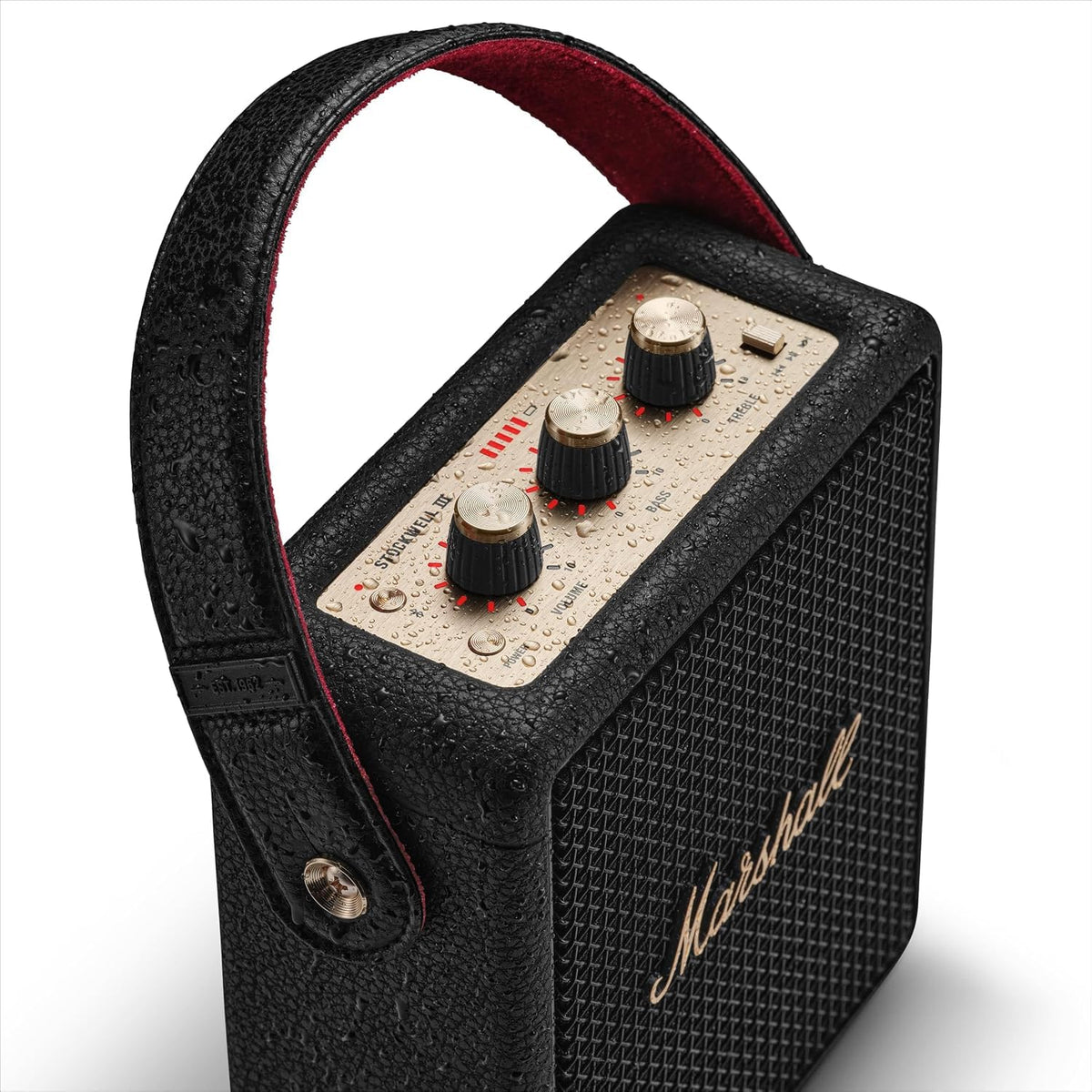 Marshall Stockwell III Portable Bluetooth Speaker with 40+ Hours of Playtime, (360° True Stereophonic Sound), IP55 Dust & Water Resistant, M Button for Presets – Mahajan Electronics Online.