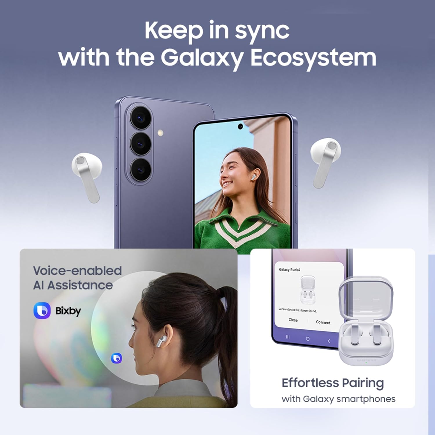 Samsung Galaxy Buds4 (White) in-Ear Wireless Earbuds with Hi-Fi Audio | Adaptive ANC and EQ 2.0 | 360-Audio | Live Translation | Head Gesture Control | IP54 Mahajan Electronics Online