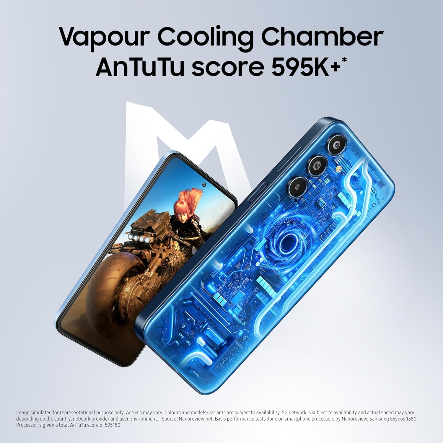 Samsung Galaxy M35 5G (Moonlight Blue,6GB RAM,128GB Storage)| Corning Gorilla Glass Victus+| AnTuTu Score 595K+ | Vapour Cooling Chamber | 6000mAh Battery | 120Hz Super AMOLED Display| Without Charger Mahajan Mahajan Electronics Online