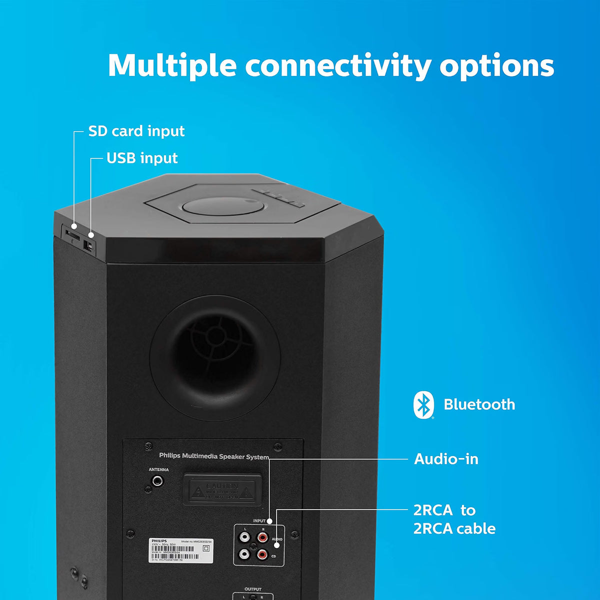 PHILIPS Convertible Soundbar MMS8085B, 2.1 Channelannel with Multipoint-Connectivity Option, USB in, Bluetooth Connectivity 80 Watt, Superior Sound, RiChannel bass (Black) Philips