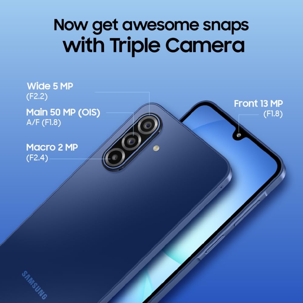 Samsung Galaxy A17 5G (Blue, 8GB RAM, 128GB Storage) | with Travel Adapter | 50 MP No Shake Camera | Gemini Live | Circle to Search | Super AMOLED | Corning Gorilla Glass Victus | 7.5mm Sleek | AI Mahajan Electronics Online