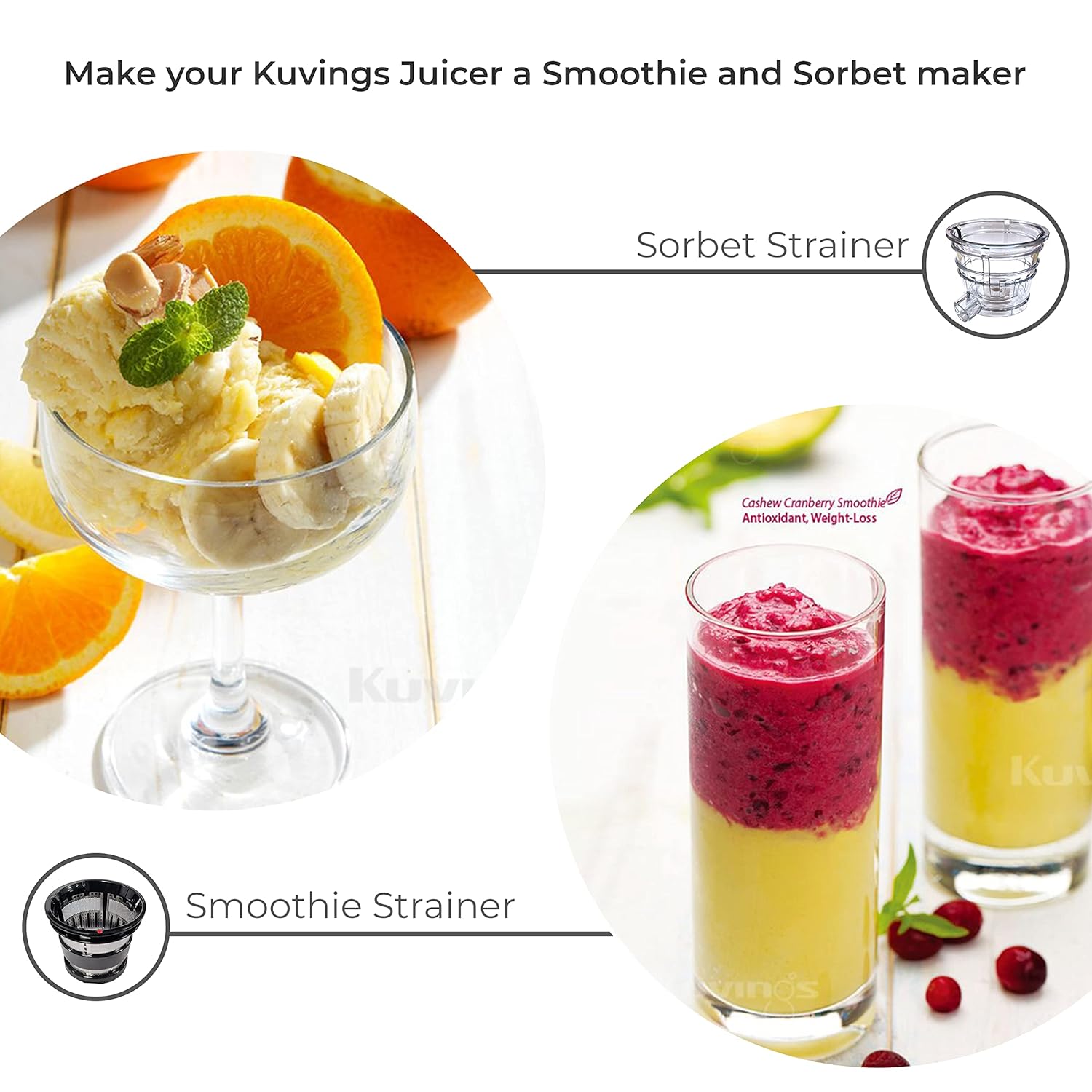 Kuvings EVO810 Black Professional Cold Press Juicer,Only Juicer with Patented Rubber & Silicon-Free Technology, 12 YR Warranty, All-in-1 Fruit & Vegetable Juicer,With Smoothie & Sorbet Attachment Mahajan Electronics Online