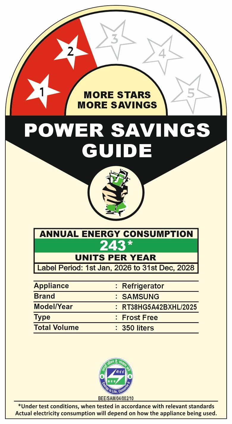 Samsung RT38HG5A42BXHL 350 L, 2 Star, Convertible 5-in-1, Digital Inverter, Frost Free Double Door, WiFi Bespoke AI Refrigerator ( Luxe Black, 2026 Model) Mahajan Electronics Online