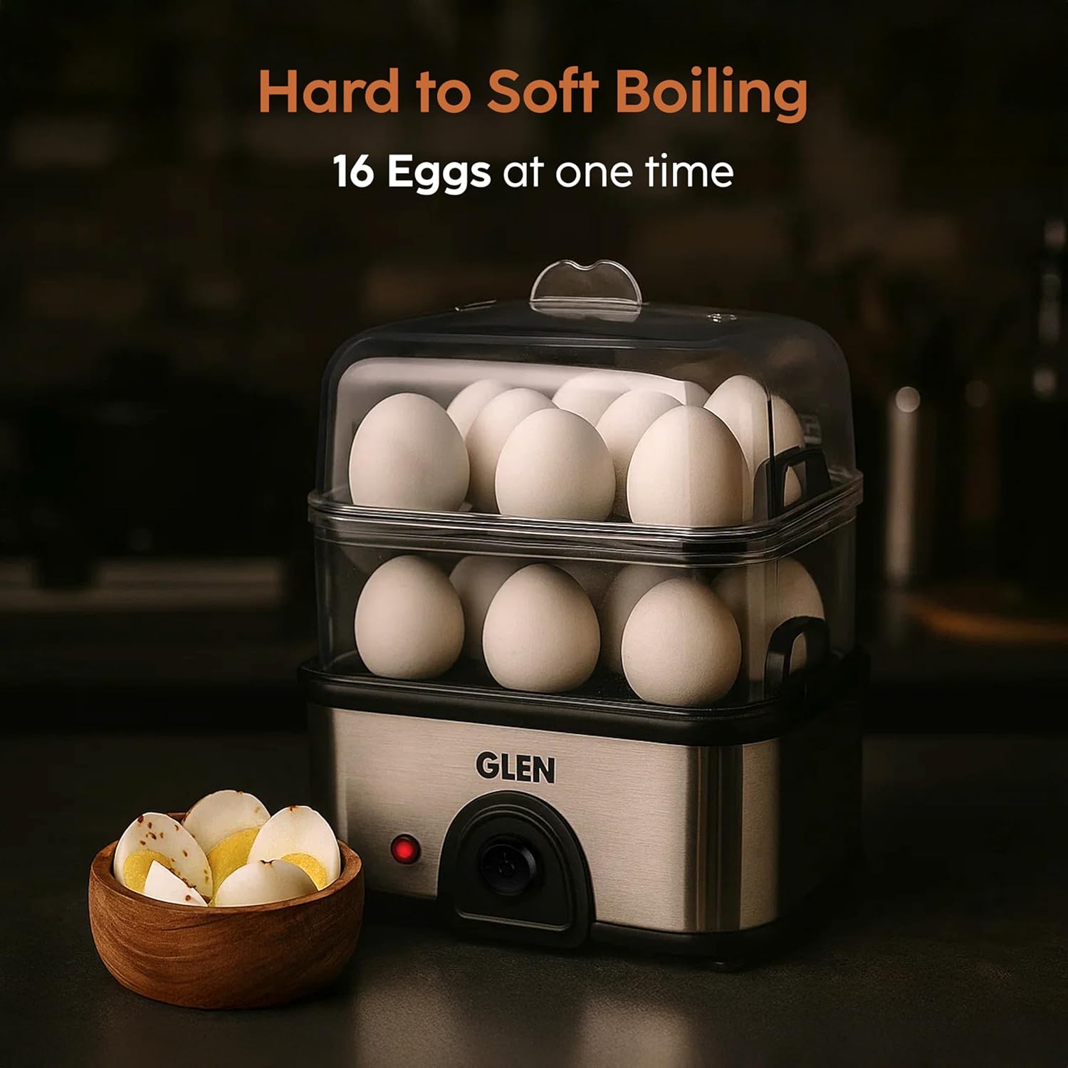 Glen SA3035 MC PLUS 3 in 1 Electric Multi Cooker Steam Egg Boiler with Extra Layer Rack - Steam, Cook & Boil, 350W, 45 Minutes Timer, Boils up to 14 Eggs at a time, boil dry protection with lid (Copy) Mahajan Electronics Online