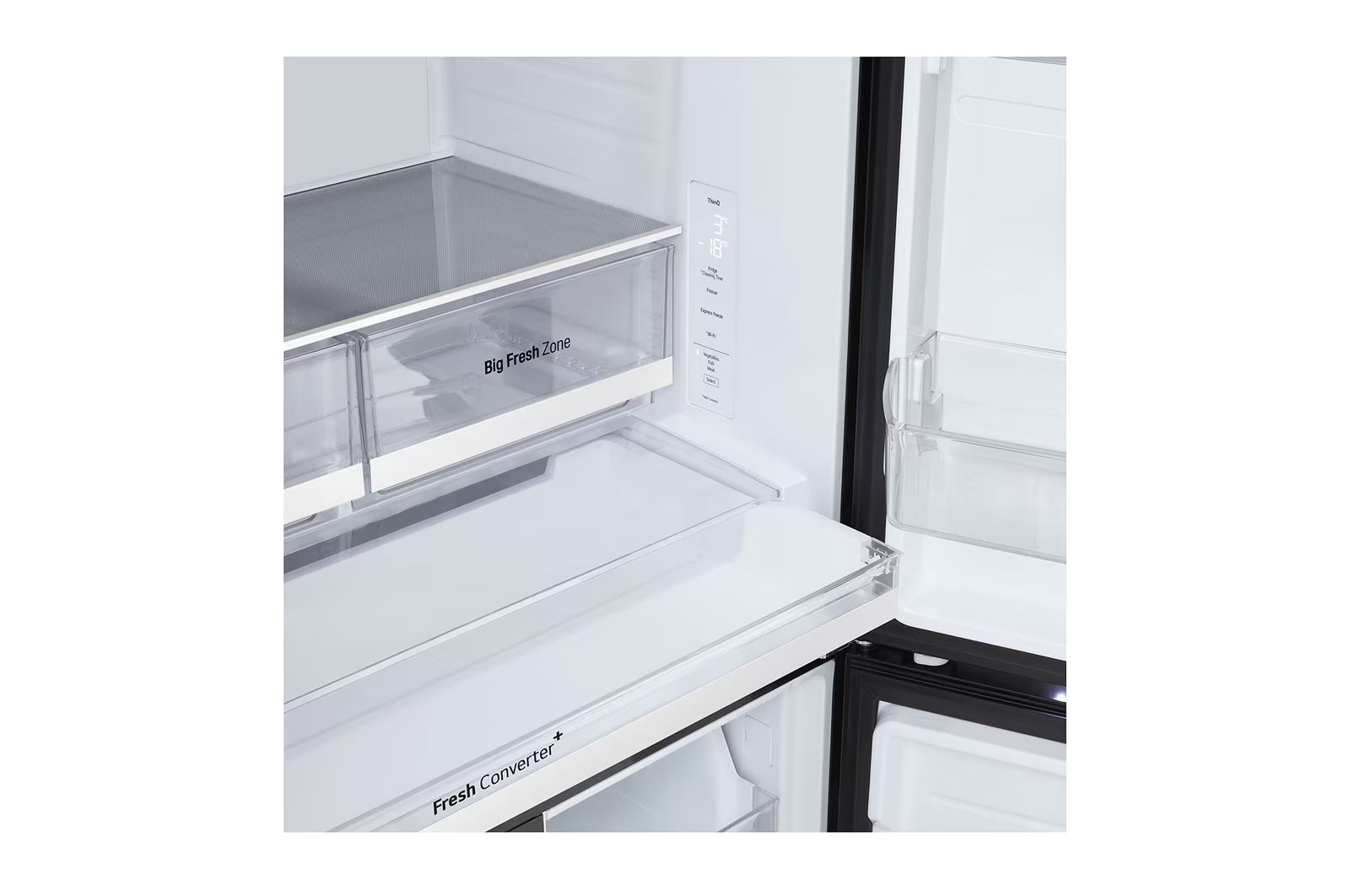 LG GV-B25FFGMB 610L French Door Refrigerator, Fresh Converter+, Wi-Fi Convertible, DoorCooling+ Black Glass Finish, 3 Star LG