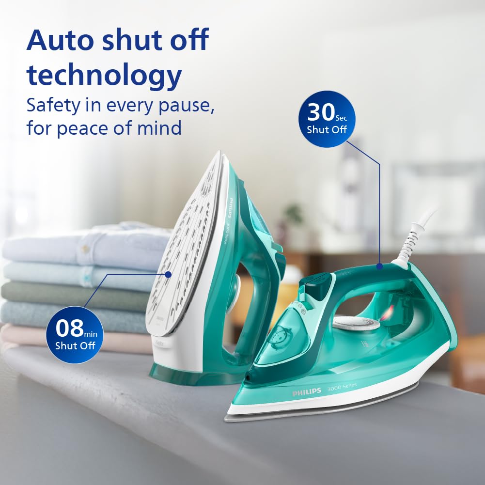 Philips Speed Pro DST3030/70 Steam iron 2400 W Green World's No.1 Ironing brand, 40g/min Steam with 180g Steam Boost Ceramic Soleplate with Auto Shut-off & Drip Stop Technology, Large 300ml Water Tank Mahajan Electronics Online