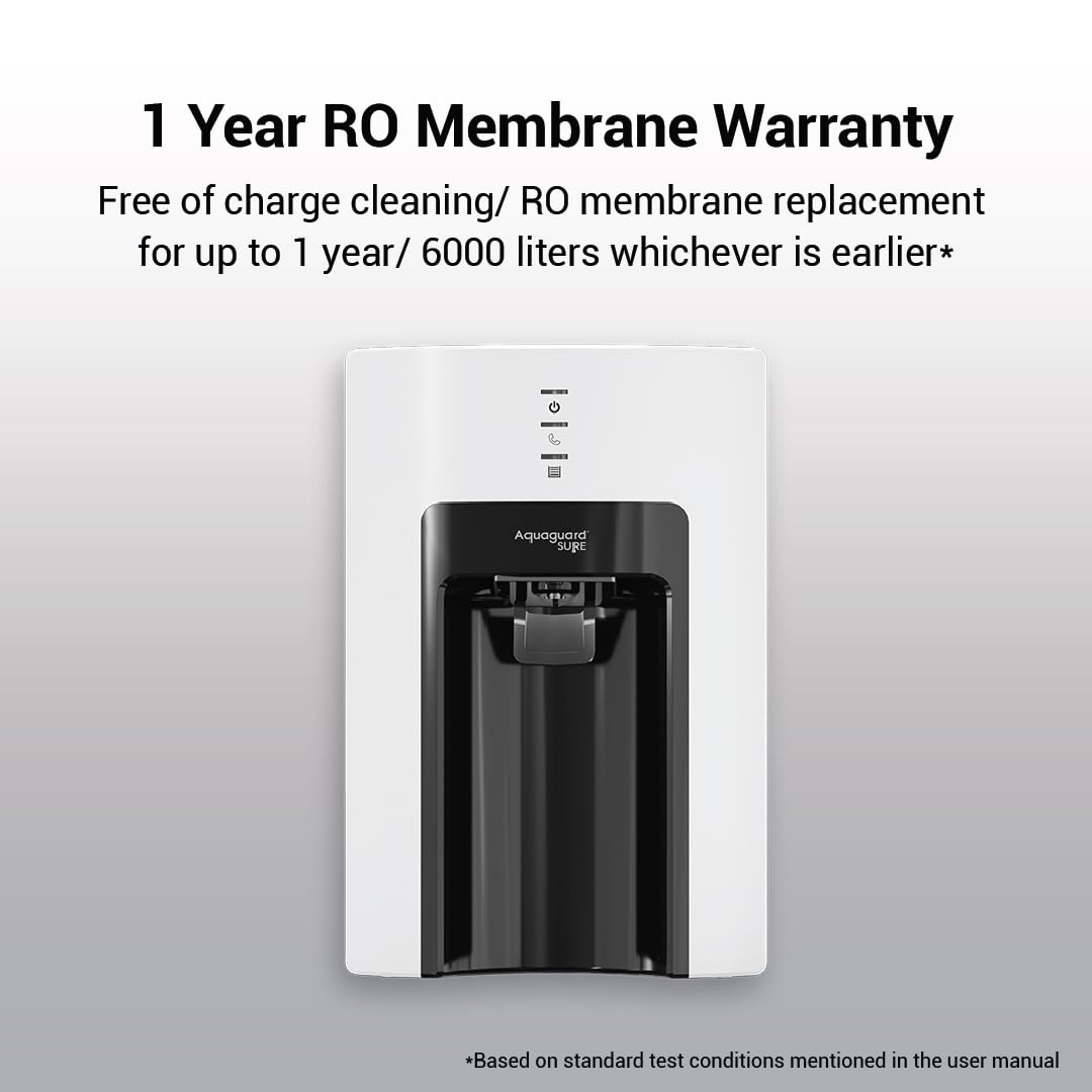 Aquaguard Sure Champ Steel Model: GWPDACRUS00B1X Water Purifier | 2 Year Filter Life | With Mega Sediment Filter | 2 Free Cleaning Service | 6-Stage Purification | Large 6L Storage | India’s No.1 Purifier