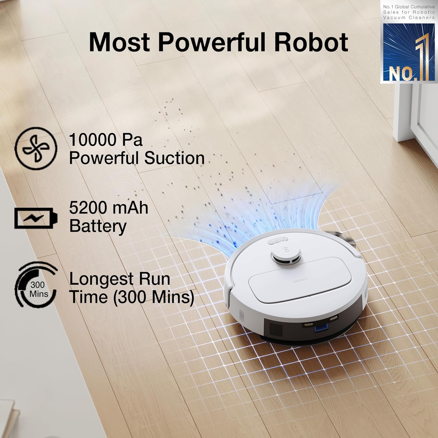ECOVACS DEEBOT N30 White 2 in 1 Robot Vacuum Cleaner & Mop, 2025 New Launch, 10000 Pa Suction, 5200mAh Battery, Covers 3500+ Sq ft in Single Charge, Zero Tangle 2.0 Technology, Advanced TrueMapping Mahajan Electronics Online