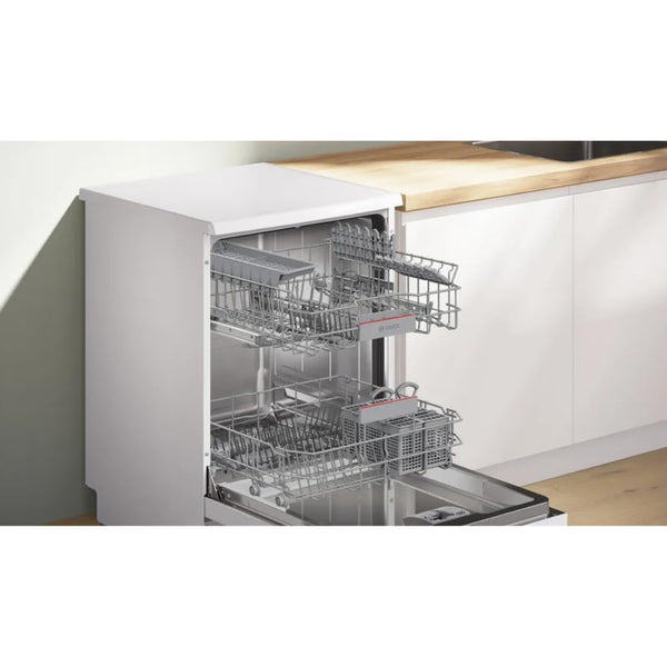 Bosch 14 Place Settings Dishwasher SMS6IKW01I, Free-Standing, 60 cm, White, Home Connect, EcoSilence Drive, Intensive Kadhai Wash, Inverter Motor)