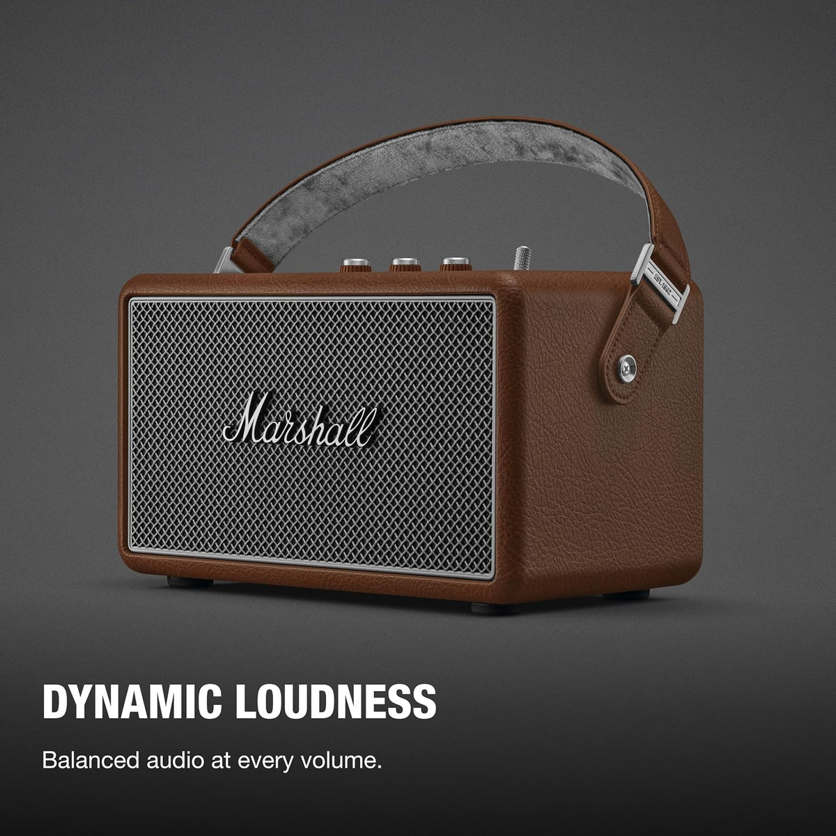 Marshall Kilburn III Portable Bluetooth Speaker with 50+ Hours of Portable Playtime, (360° Sound), Dust & Water-Resistant (IP54) – Brown. Marshall