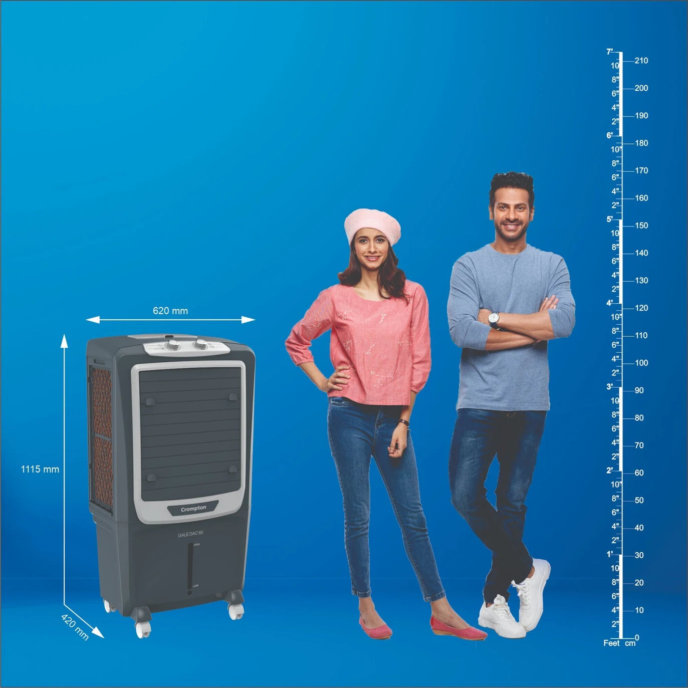 Crompton Gale DAC 60 Desert Air Cooler | 60L Tank | 4000 CMH Air Delivery | Ice Chamber | Everlast Pump | Inverter Compatible | For Rooms up to 470 Sq. Ft Mahajan Electronics Online
