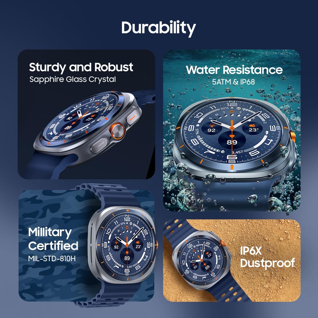 Samsung Galaxy Watch Ultra (47mm, LTE, Titanium Blue) with Upto 100h Battery | 3nm Processor | Dual GPS | Quick Button/Siren | Sapphire Glass | 10ATM & IP68 | BP & ECG Monitor | Energy Score & Ages Mahajan Electronics Online