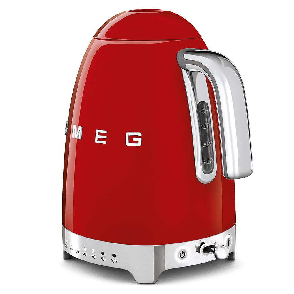 SMEG KLF04RDEU 1.7L electric kettle red with variable temperature, 7 settings & retro design