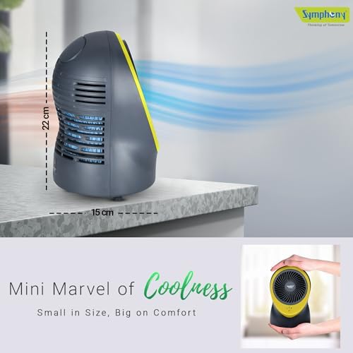 Symphony Buddy Mini Portable Tabletop Air Cooler for Home and Office with Whisper Quiet Operation and Touch Control (Yellow) Mahajan Electronics Online