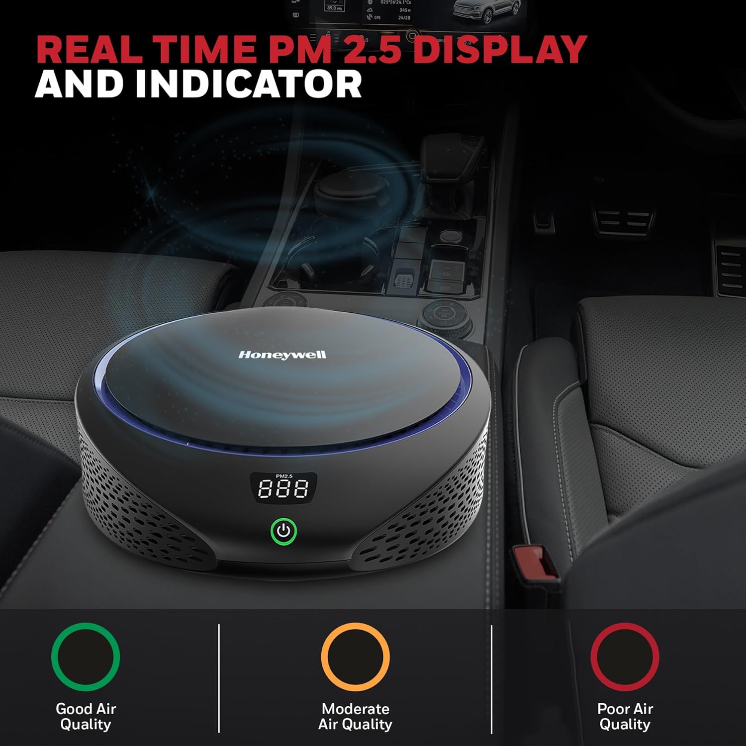 Honeywell New Launched Move Pure5 Car Air Purifier, 4-in-1 Filtration, HEPA filter, removes 99.99% of PM2.5 & PM10, odour, VOCs, dust, smoke, & harmful bacteria, 3XUSB ports, Compact & Easy Install Mahajan Electronics Online