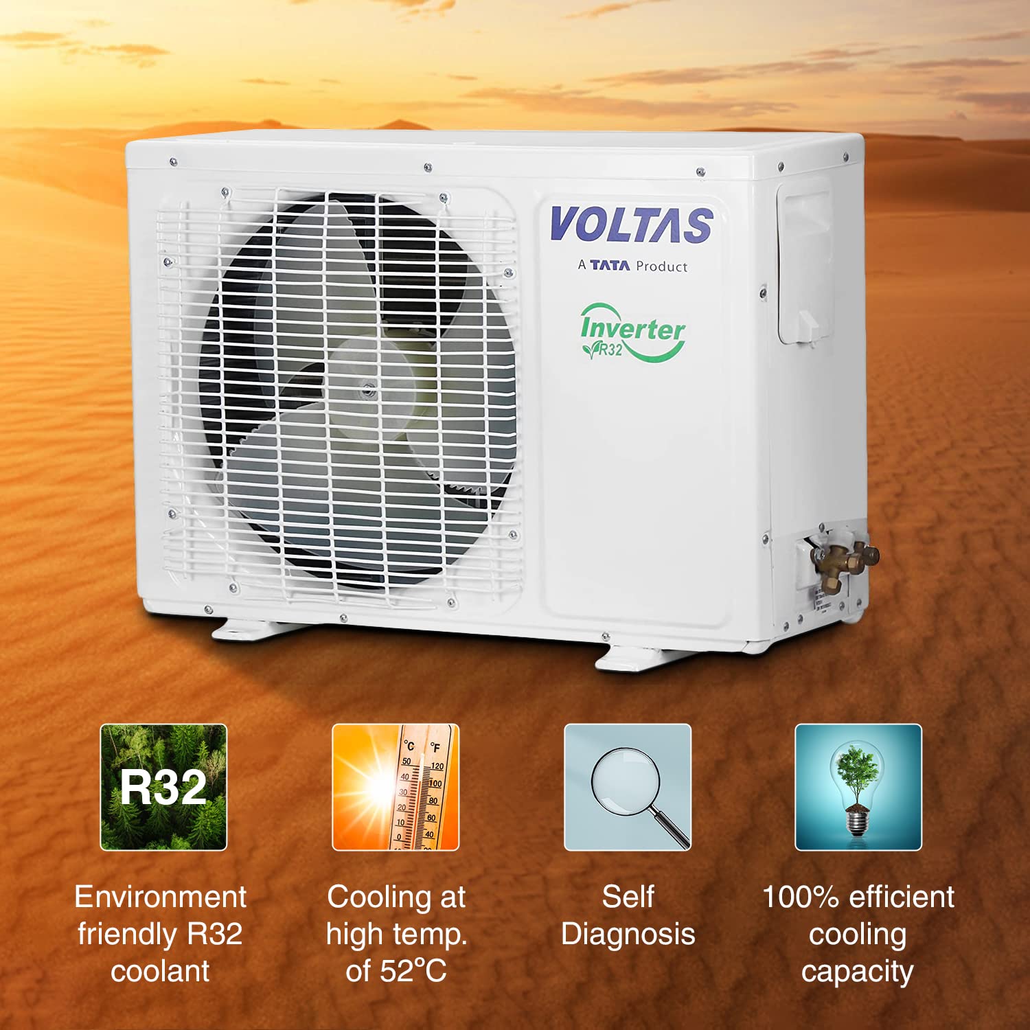 Voltas 1 Ton 5 Star, Inverter Split AC(Copper, 4-in-1 Adjustable Mode, Anti-dust Filter, 125V Vectra Elite, White) - Mahajan Electronics  Online