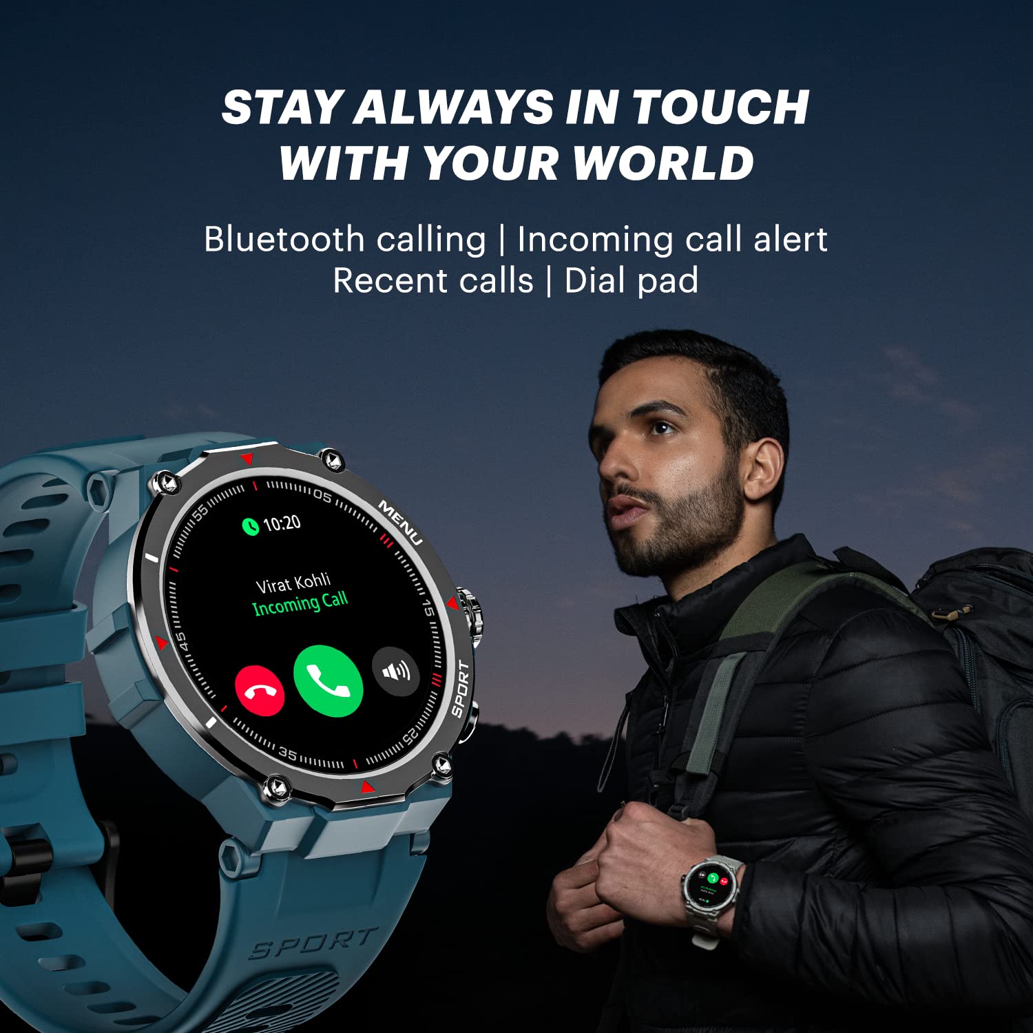 NoiseFit Force Rugged Round Dial Bluetooth Calling Smart Watch with 1.32" HD Screen, Functional Crown, 550 NITS, 7 Days Battery, AI Voice Assistance (Jet Black) - Mahajan Electronics Online