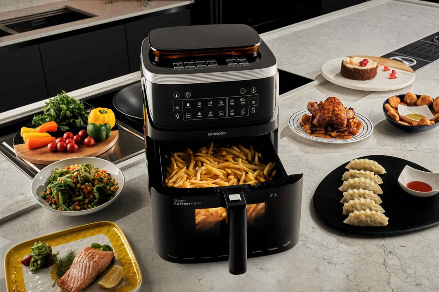 Kenwood HFS92.000BK 3-in-1 Air Fryer and Steamer with Window, 7 Liter Capacity Mahajan Electronics Online