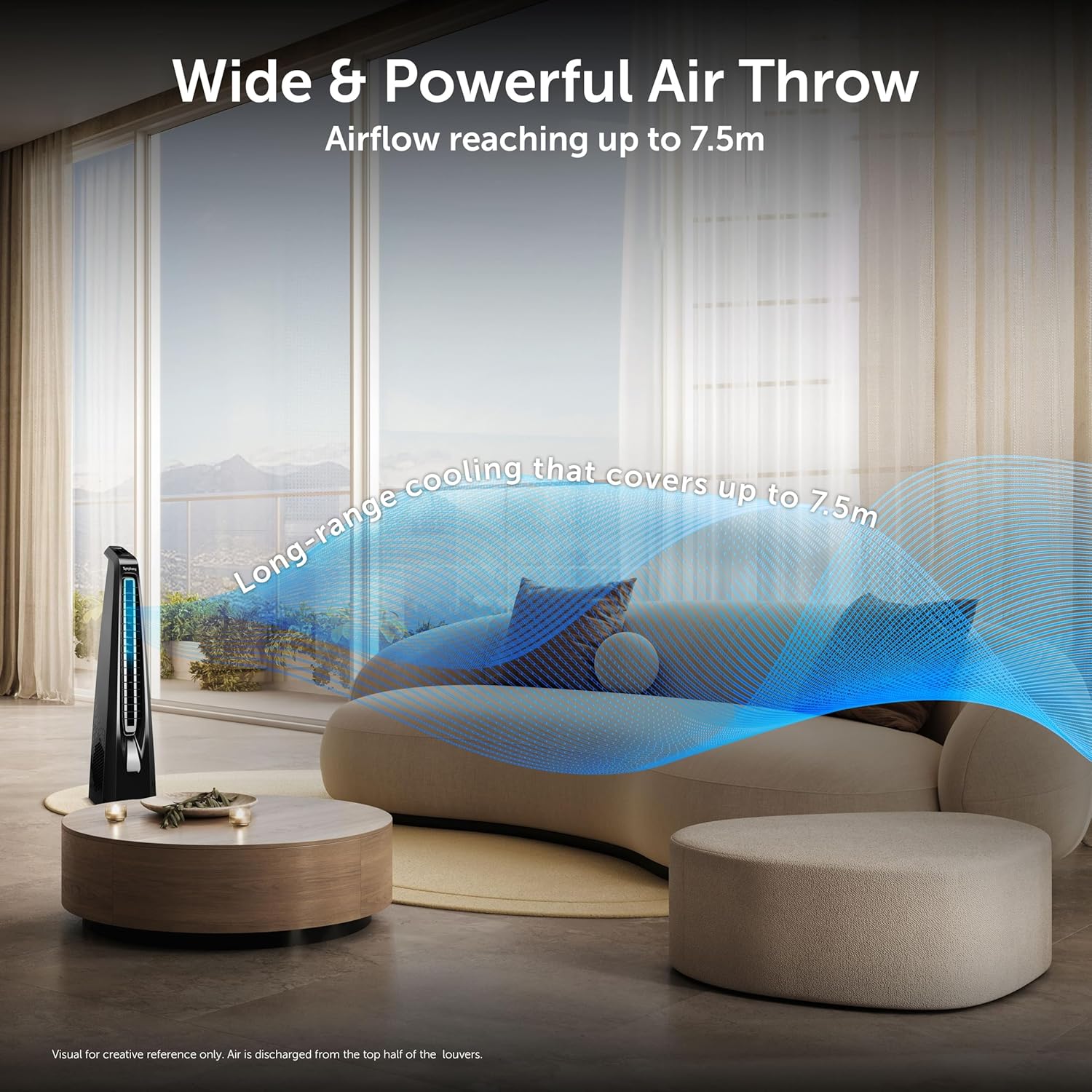 Symphony Surround B BLDC Bladeless Tower Fan For Room | Quiet & Energy-Saving with Remote Control | Touchscreen Control Panel | Low Power Consumption | 1 Year Warranty | Black Mahajan Electronics Online