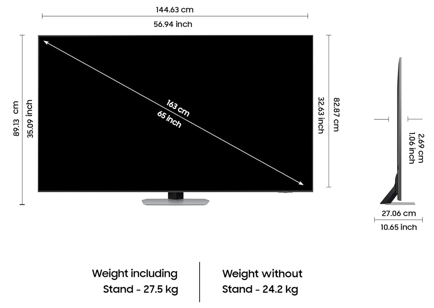 Samsung QA65QN90DAULXL 163 cm (65 inches) 4K Ultra HD AI Smart Neo-QLED TV (Carbon Silver) Mahajan Electronics online