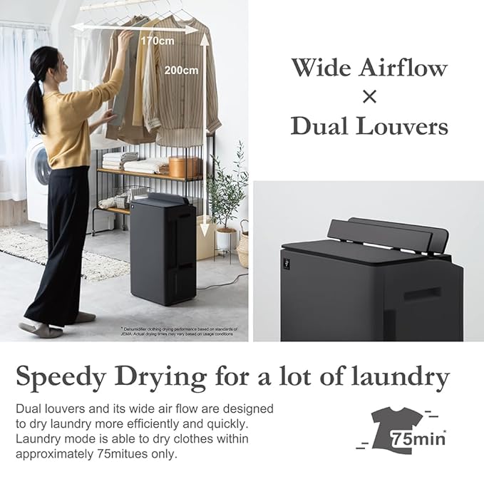 SHARP  DW-T30FM-H Charcoal Gray Dehumidifier with Air Purifier I Dual louver, Plasmacluster Tech, VOCs I Absorb Moisture I Clothe Dryer I shoes drying I HEPA+Deo+Pre-Filter I Coanda Air Flow I Area Covers 830 ft² | Mahajan Electronics Online