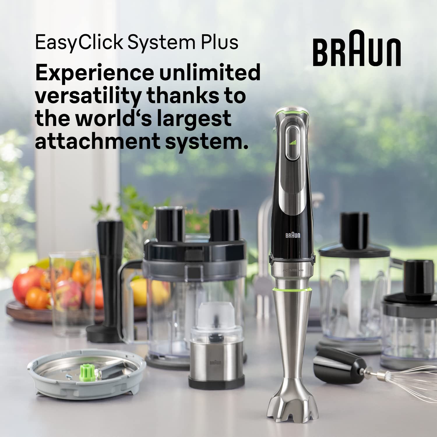Braun MQ9187XLI MultiQuick 9 Hand Blender 1200W with Beaker, 2L Food Processor, Chopper, Puree Masher, Whisk, ActiveBlade, iMode SmartSpeed, SplashControl for Dough Making, Masala Grinding, Smoothie Mahajan Electronics Online