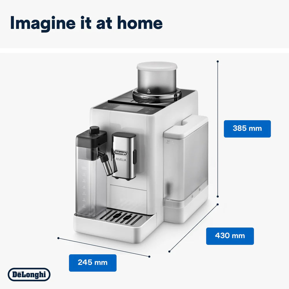 De’Longhi Rivelia EXAM440.55 | Fully Automatic Coffee Machine | Bean-to-Cup | LatteCrema Hot | 3.5” Touch Display |White Mahajan Electronics Online