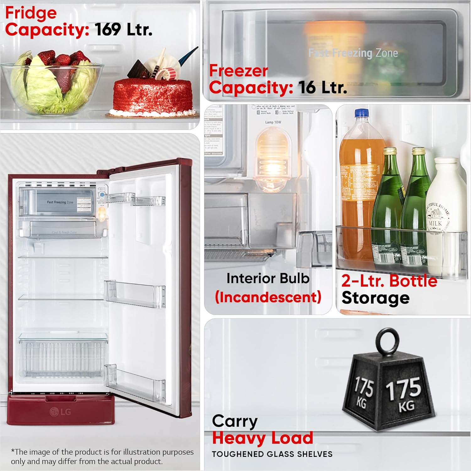 LG GLD1925XORK 185 L, 2 Star, Direct Cool Single Door Refrigerator ( Ruby Klase, Base stand with Drawer, Fit Max Chiller Tray, Works Without Stabilizer, 2026 Model) Mahajan Electronics Online