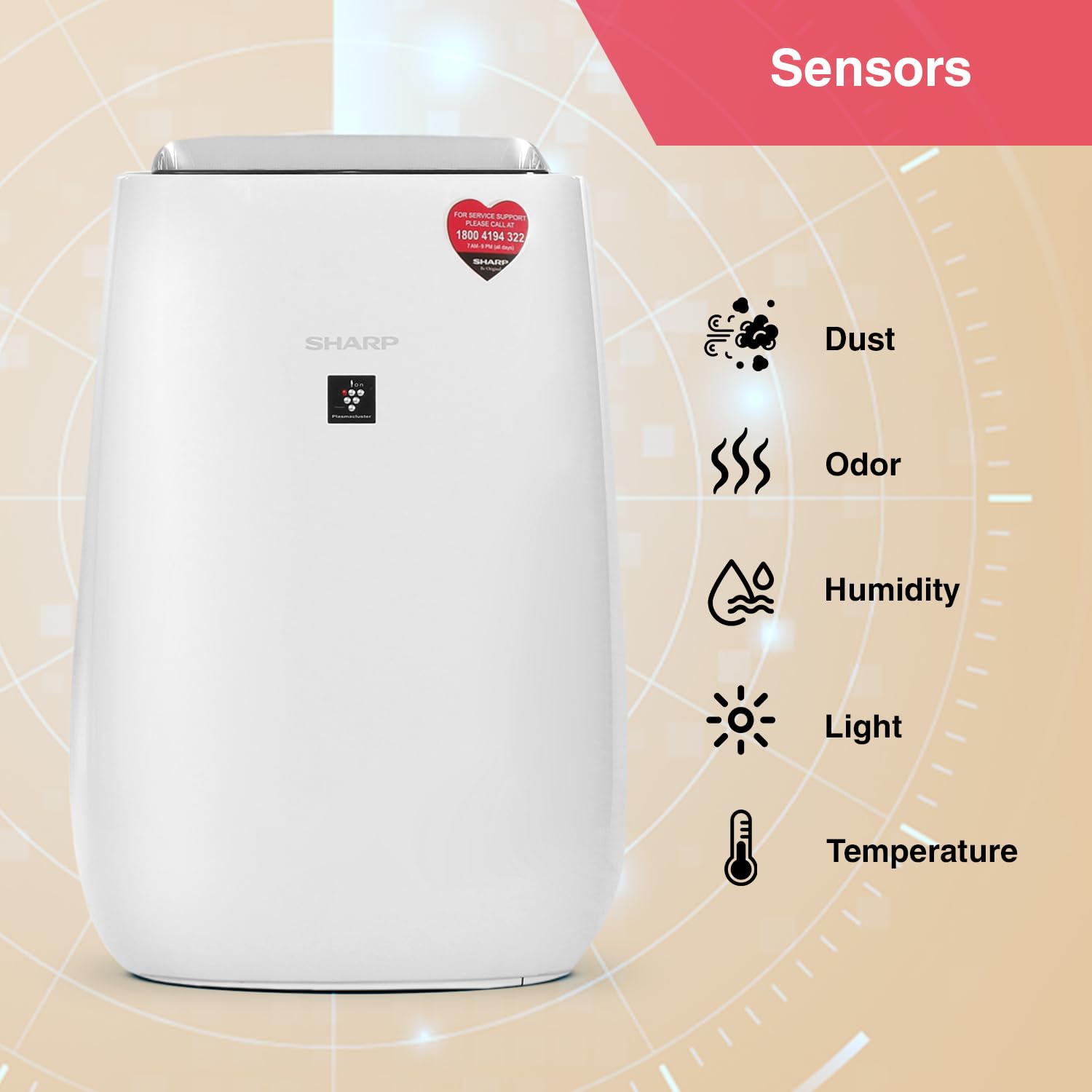 SHARP FP-J52M-W Air Purifier for Home | Wi-Fi Connectivity, HEPA, Carbon & Pre Filters, PM 2.5 Display | Real Time Indicator for Air Quality, Temperature, Humidity, Filter Life and Change Indicator Mahajan Electronics Online