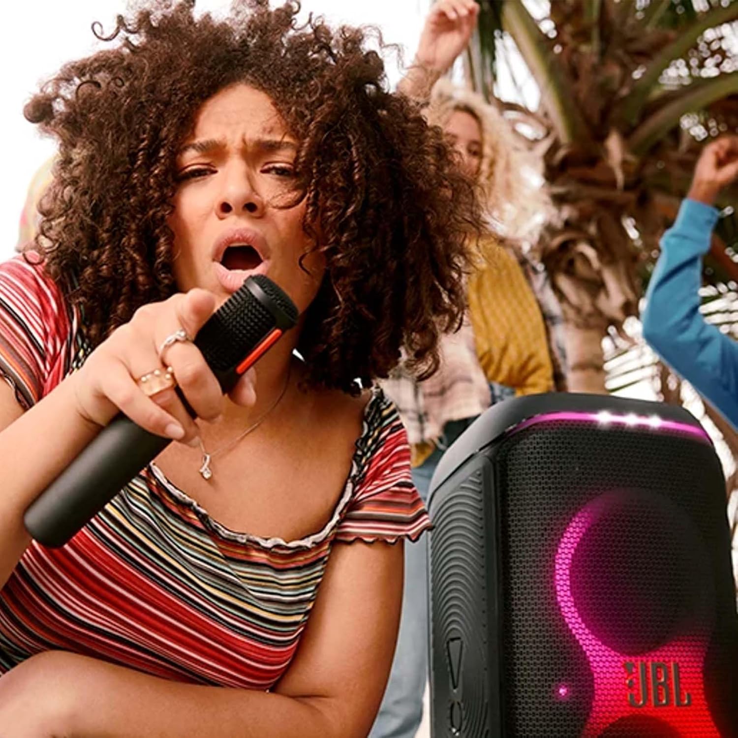 JBL Partybox Wireless Microphone for JBL Partybox Speakers with Wireless Dongle, Stable 2.4GHz Connection, Up to 20 Hours Playtime, 2 Mics in The Box (Black) Mahajan Electronics Online