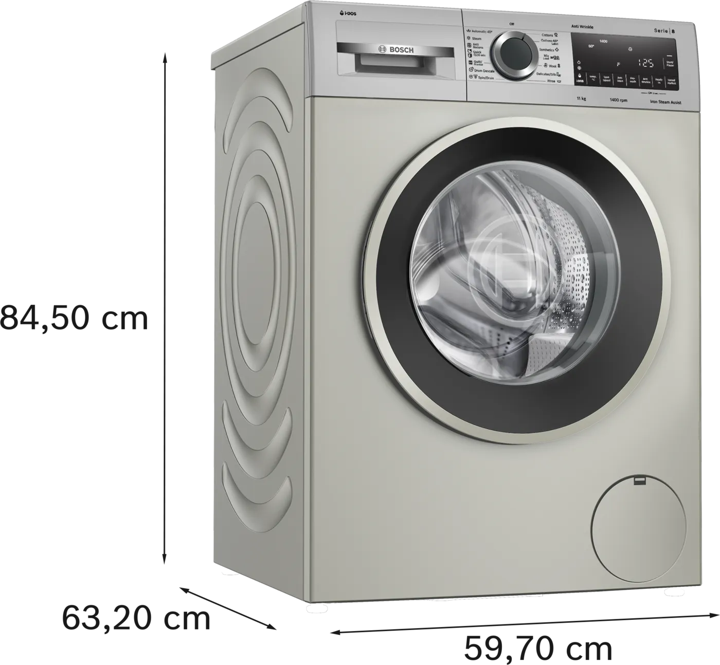 Bosch WGA264AXIN Series 8 washing machine, front loader 11 kg , Silver inox Mahajan Electronics Online