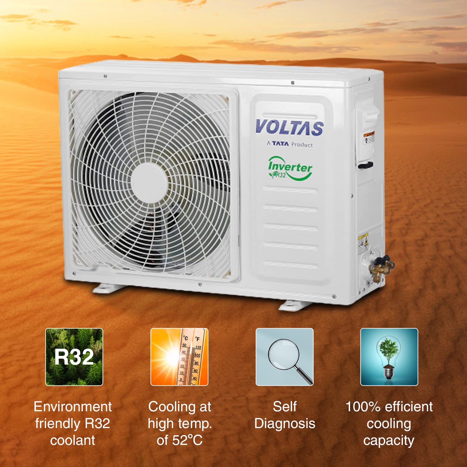 Voltas 2 Ton 3 Star, Inverter Split AC(Copper, 4-in-1 Adjustable Mode, Anti-dust Filter, 2023 Model, 243VH Vertis Prism, White) - Mahajan Electronics Online