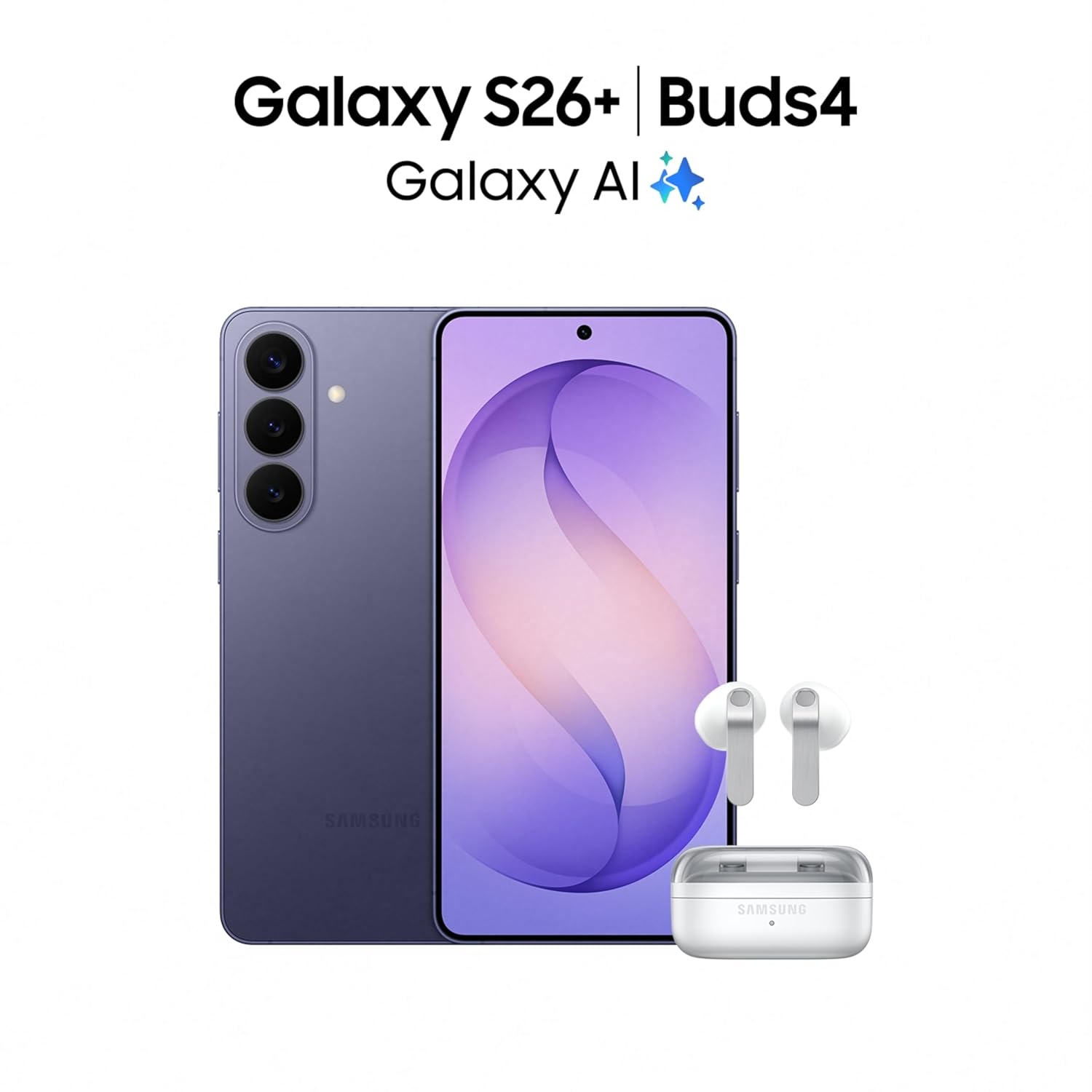Samsung Galaxy S26 Plus 5G (Cobalt Violet, 12GB RAM, 512GB Storage), AI Phone, Photo Assist, Creative Studio, 50MP Camera, 4900mAh Battery and Super Fast Wireless Charging Mahajan Electronics Online