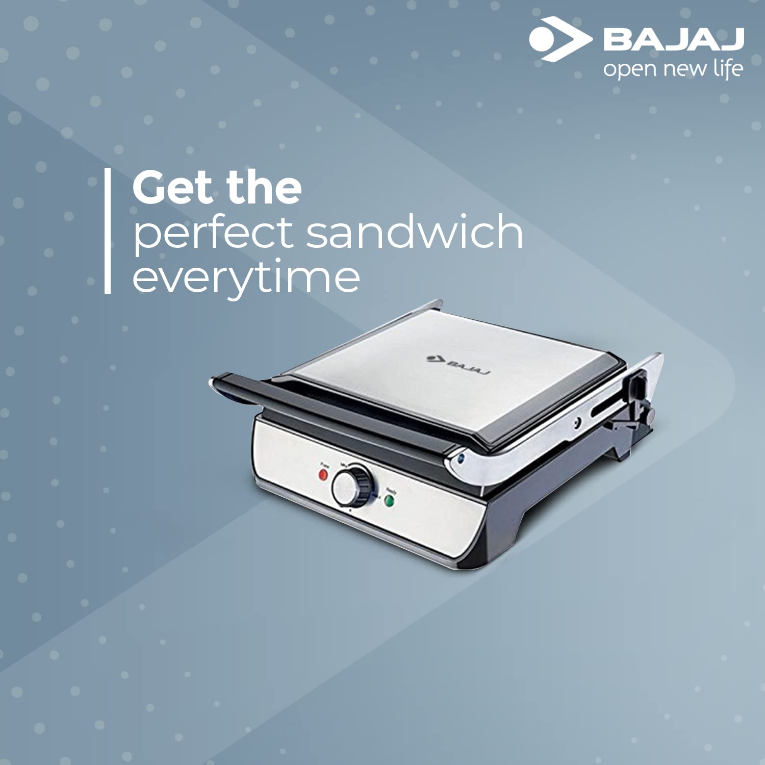 Bajaj Majesty Grill Ultra 2000W 4-Slice Grill Sandwich Maker | 180° Open Grill | Adjustable Hinge & Temperature Control | Non-Stick Coated Plate | Drip Oil Collector | 2-Yr Warranty by Bajaj | Black Mahajan Electronics Online